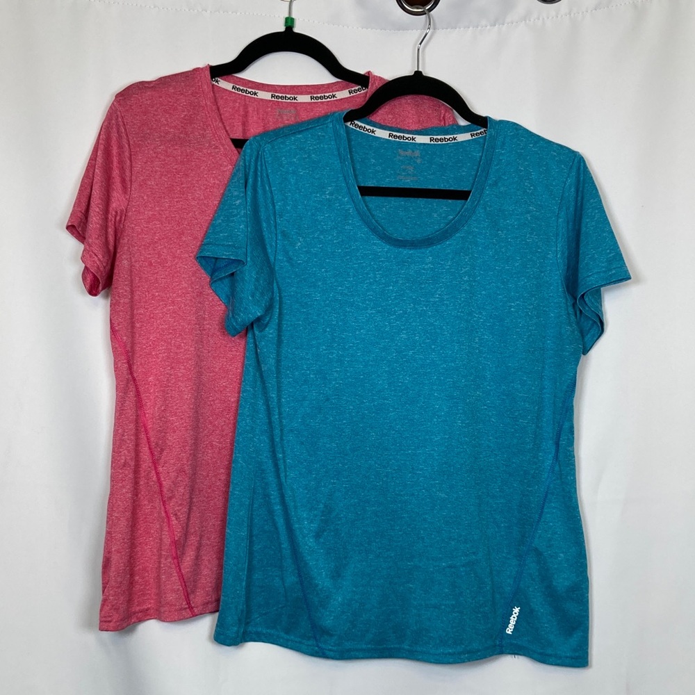 Reebok Women's Short Sleeve Tees - Heathered Pink Sz XL and Teal Sz L